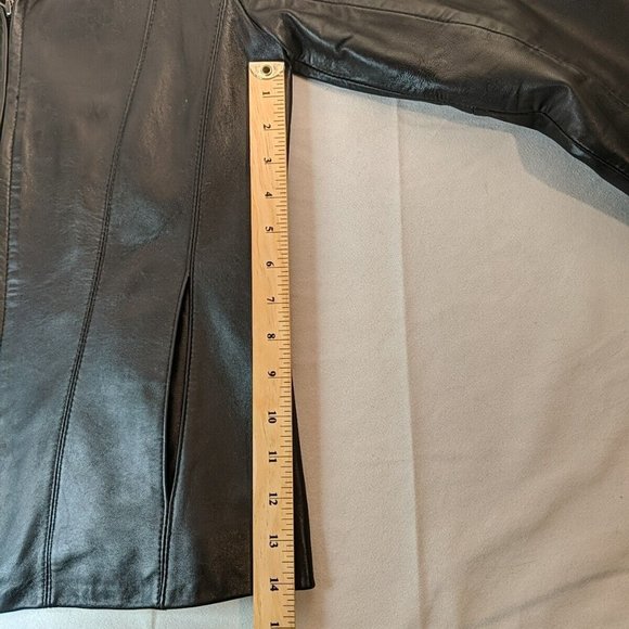 Pelle Studio Genuine Leather Black Jacket Coat Full zip collared Women's Small S - Picture 16 of 16